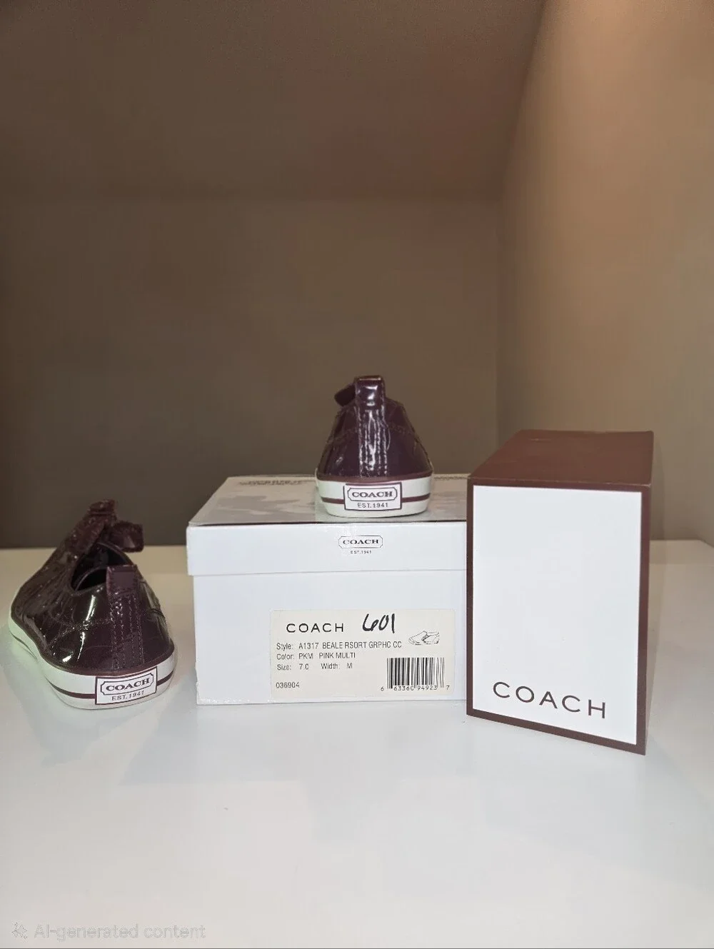 Coach Women’s Burgundy Patent Leather Sneakers